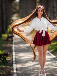 девушка, милая, симпатичная, длинноволосая, юбка