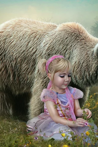 медведь, девочка