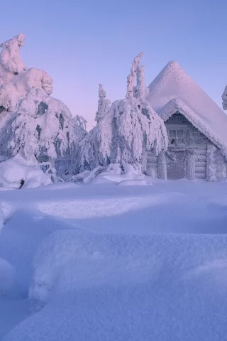 зима, снег, дом