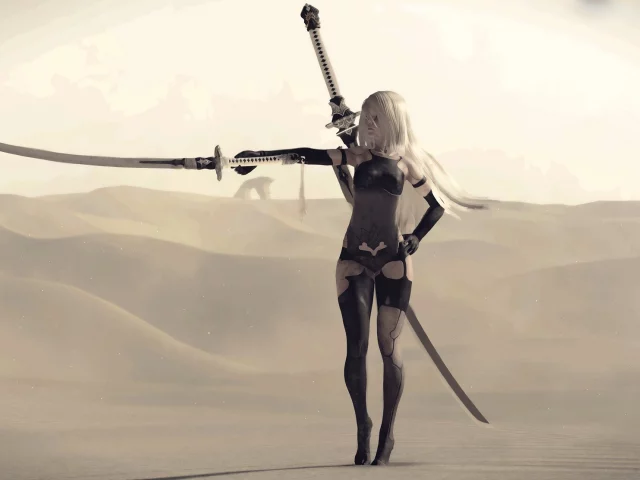 nier automata, девушка, киборг