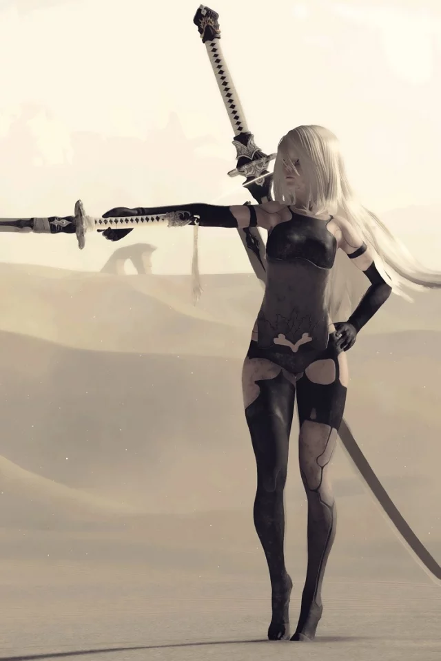 nier automata, девушка, киборг