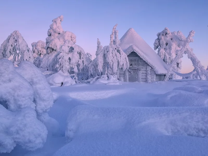 зима, снег, дом