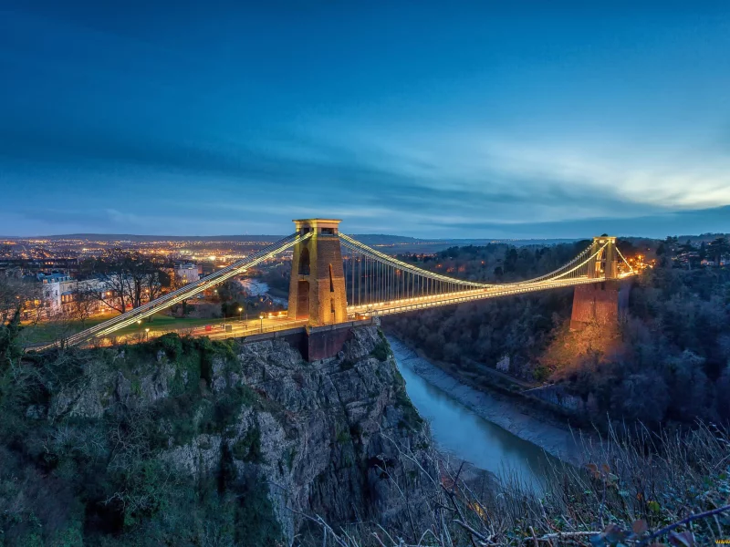 clifton suspension bridge dusk, город