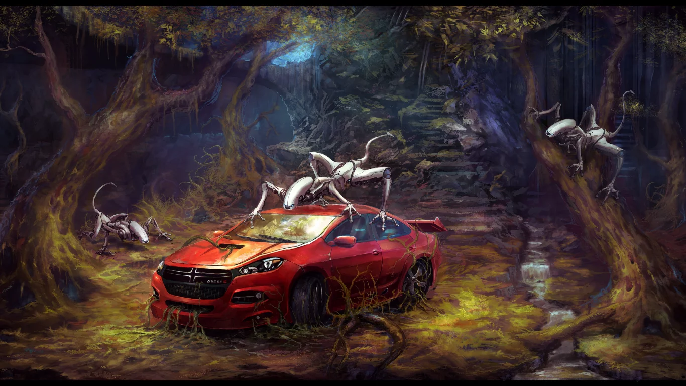 авто, лес