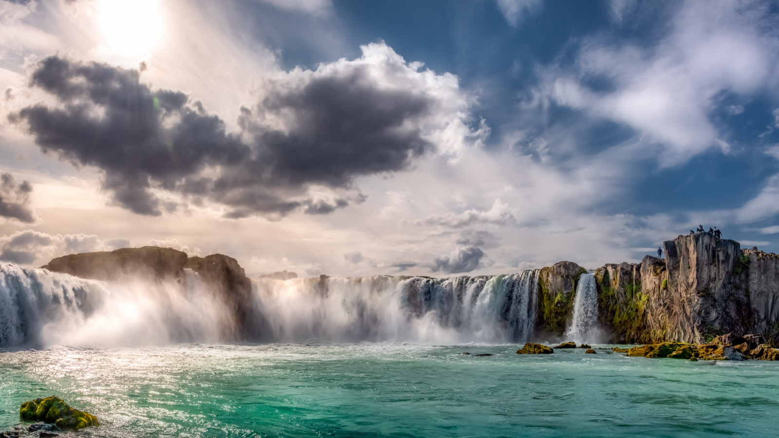 исландия, водопад, небо, облака