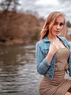 девушка, красивая, у реки