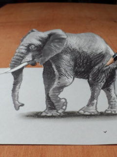 рисунок, 3д слон