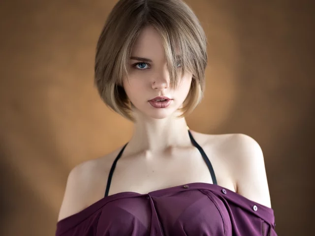 девушка, взгляд, красивая, причёска
