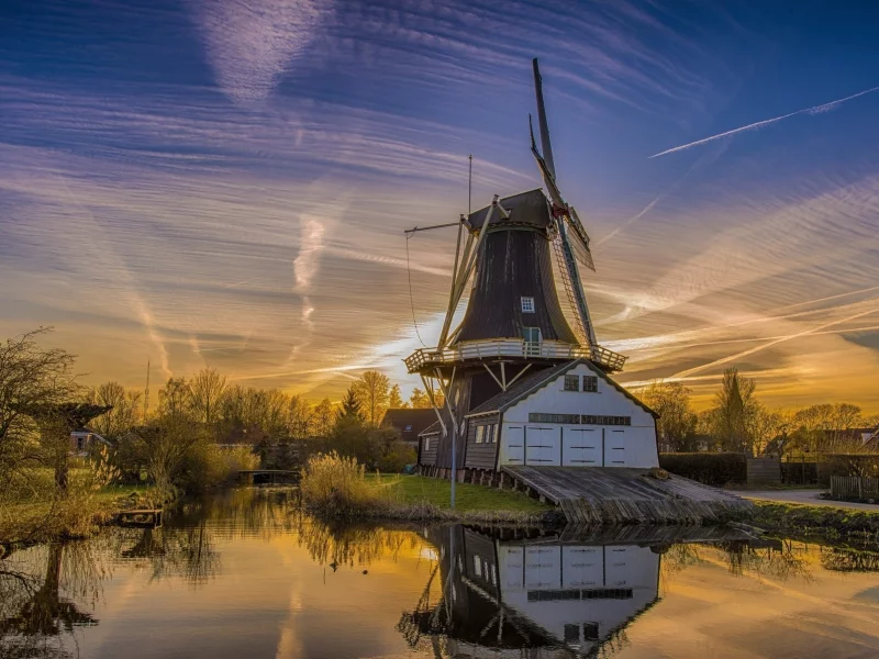пейзаж, природа, красота, мельница