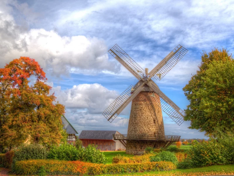 пейзаж, природа, красота, мельница