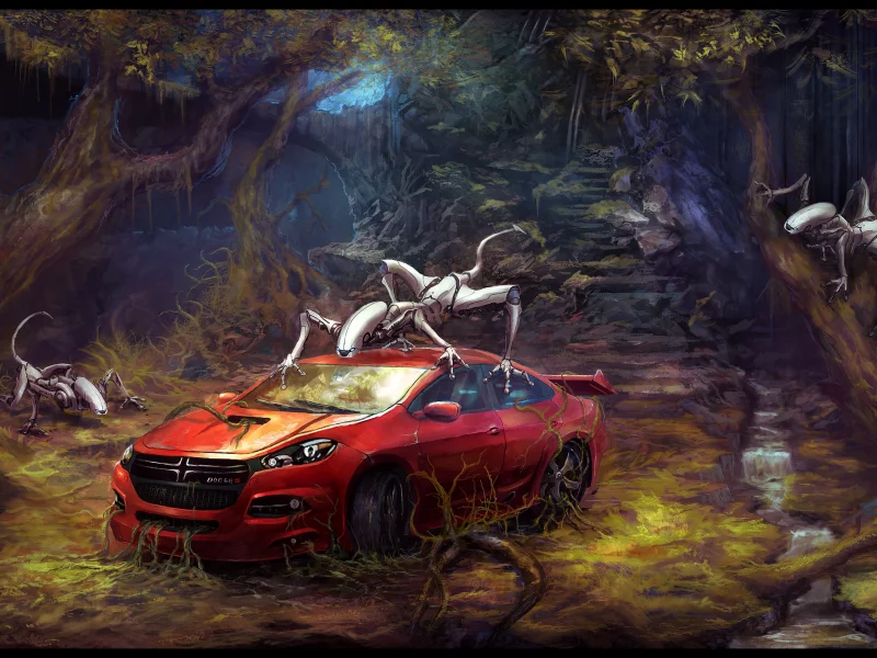 авто, лес