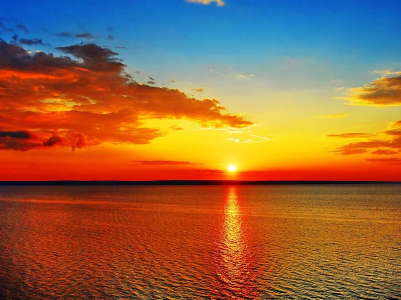 пейзаж, море, солнце, закат