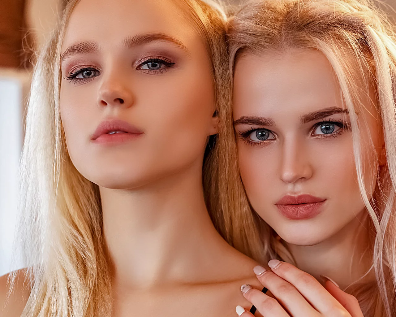 allochka veymar, alena emelyanova, two women, eyeshadow, portrait