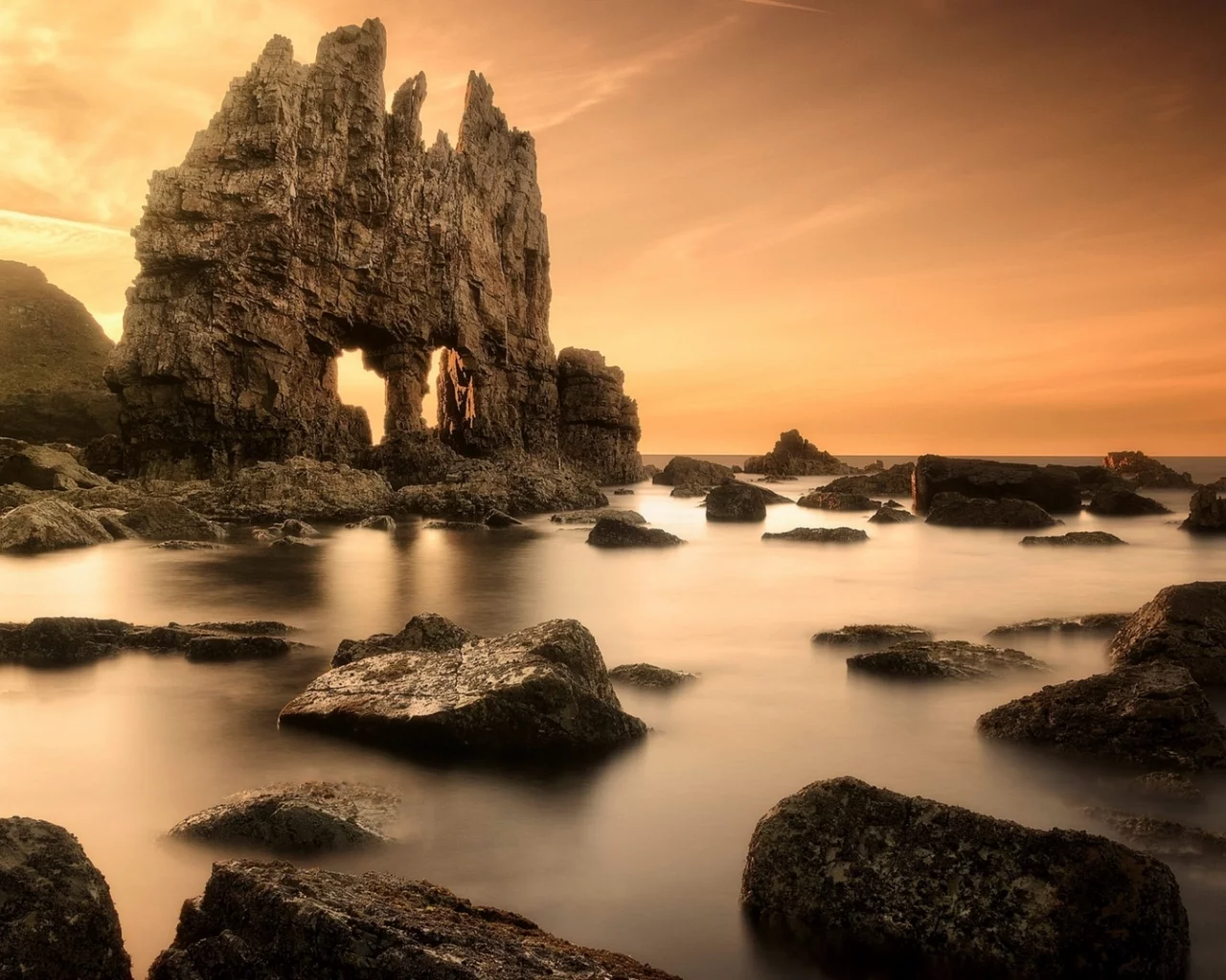природа, скалы, берег, море, побережье, испания