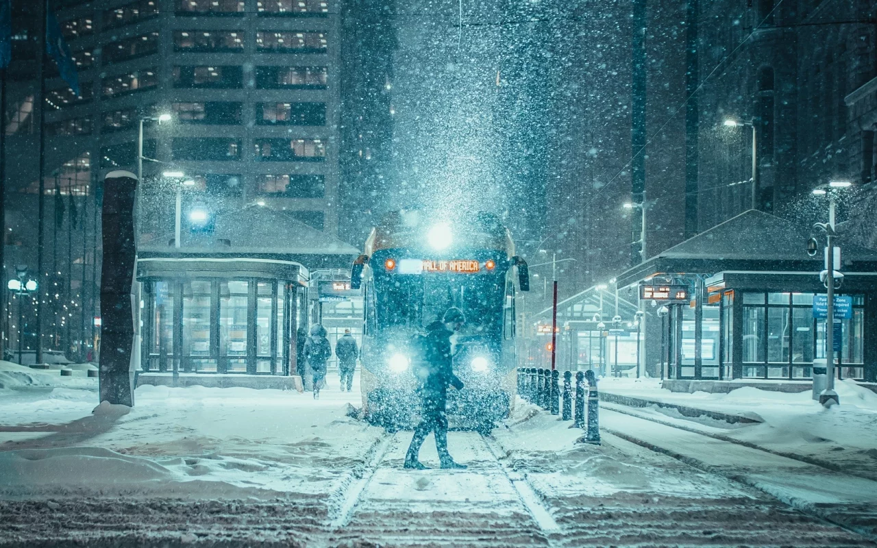 город, снегопад, улица