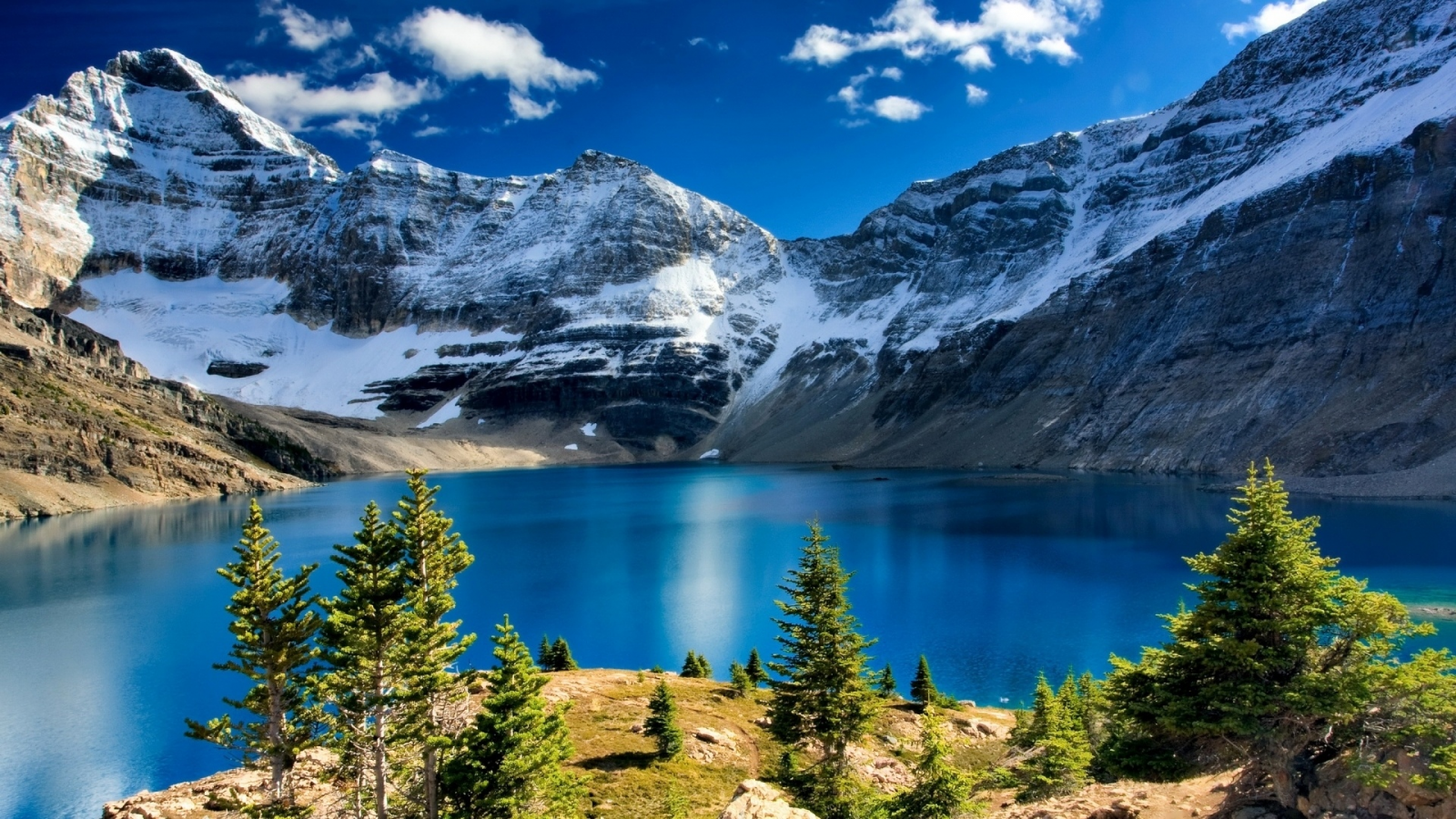 пейзаж, горы, озеро, деревья, канада