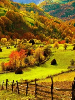 природа, осень, деревья, горы