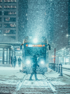 город, снегопад, улица