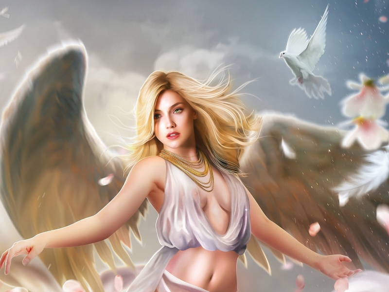 фэнтези, девушка, ангел, крылья