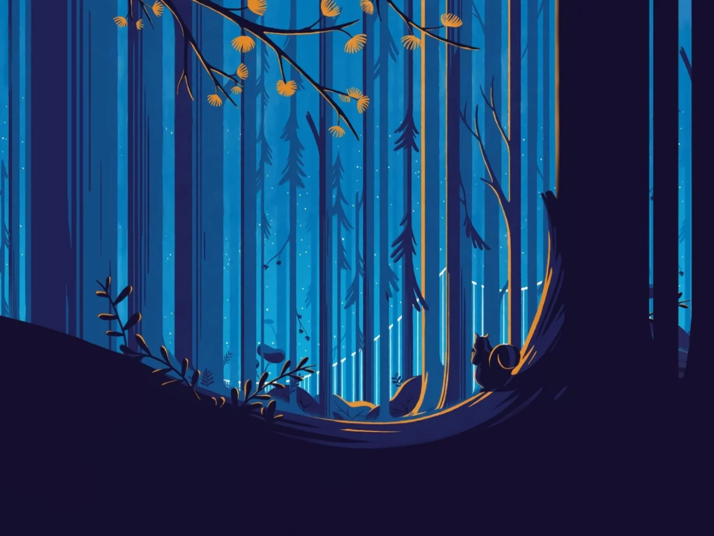 лес, деревья, белки