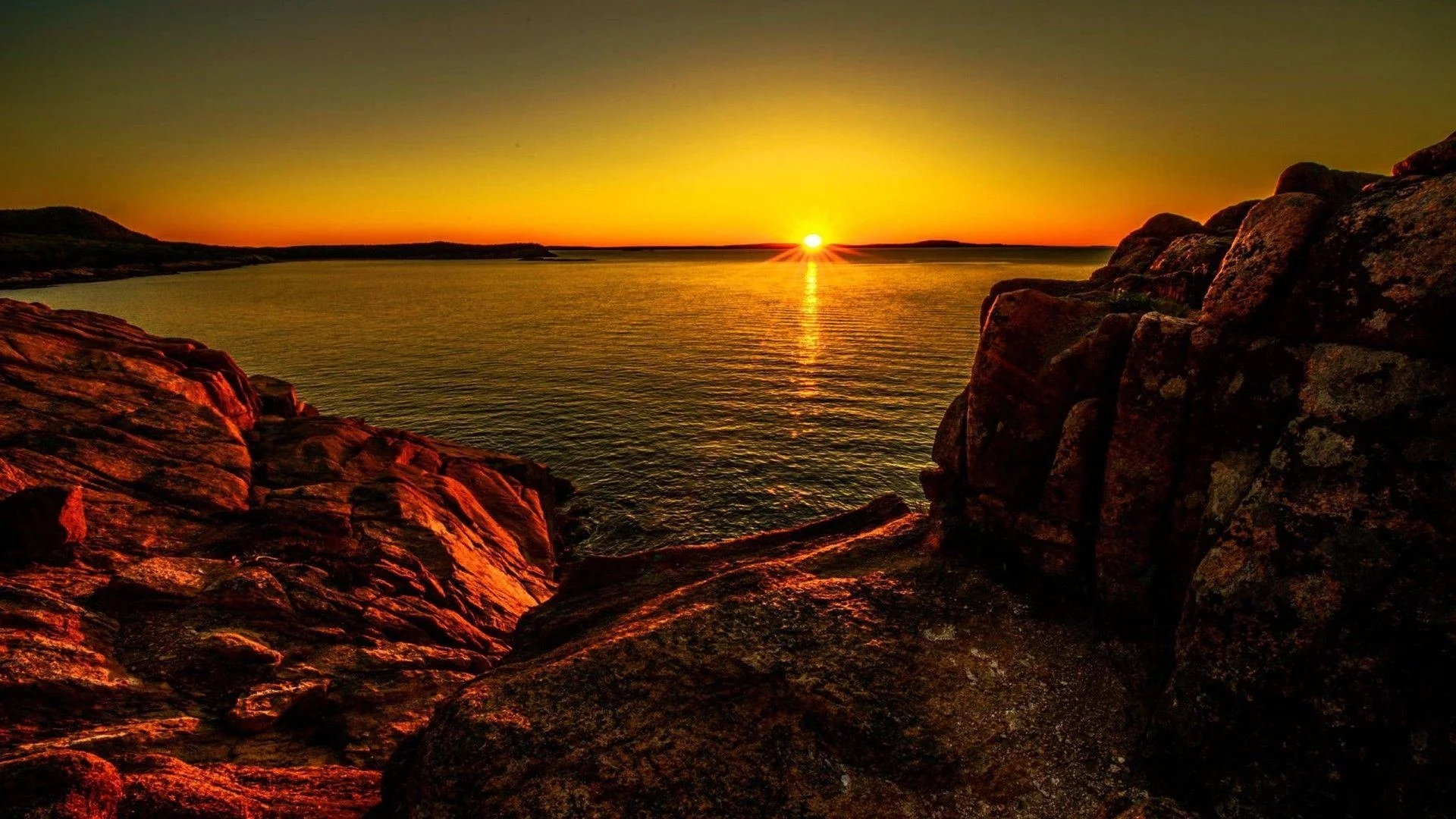 природа, закат, море, скалы
