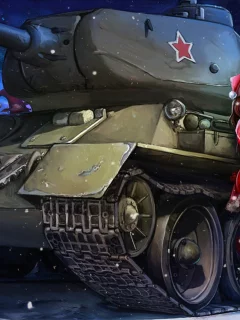 девушка, снегурочка, новый год, танк