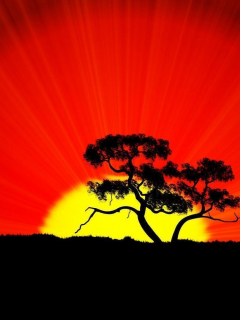 природа, африка, закат, жираф, дерево