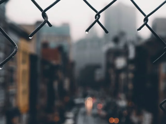 город, сетка, дождь
