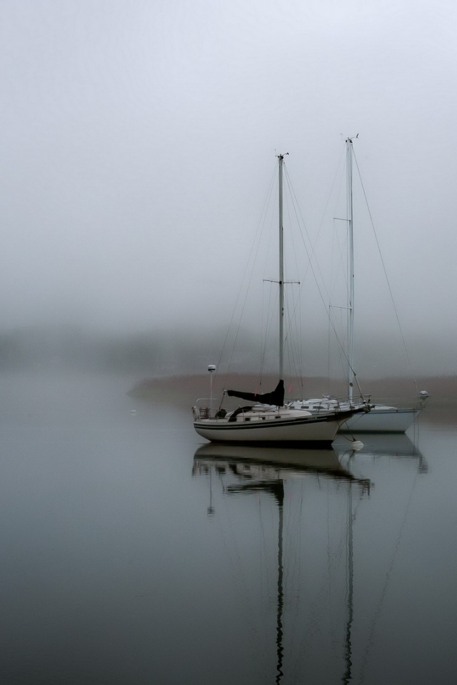море, яхта, туман