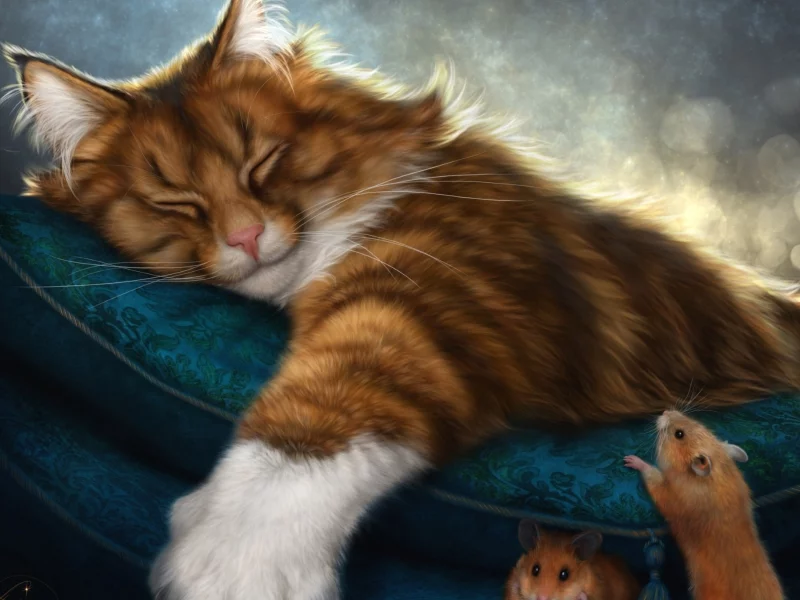 кот спит, мыши ползают