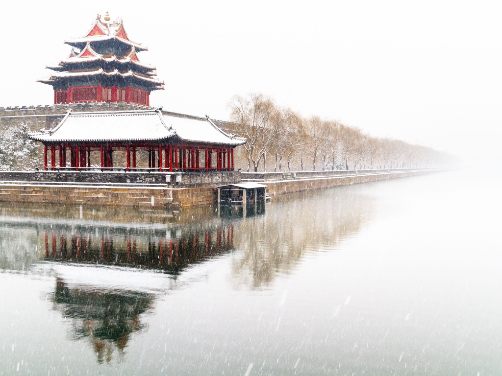 город, снег, пекин, beijing, китай