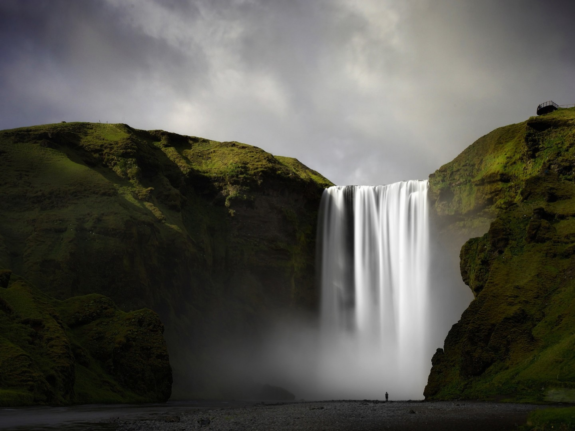 природа, исландия, горы, скалы, водопад
