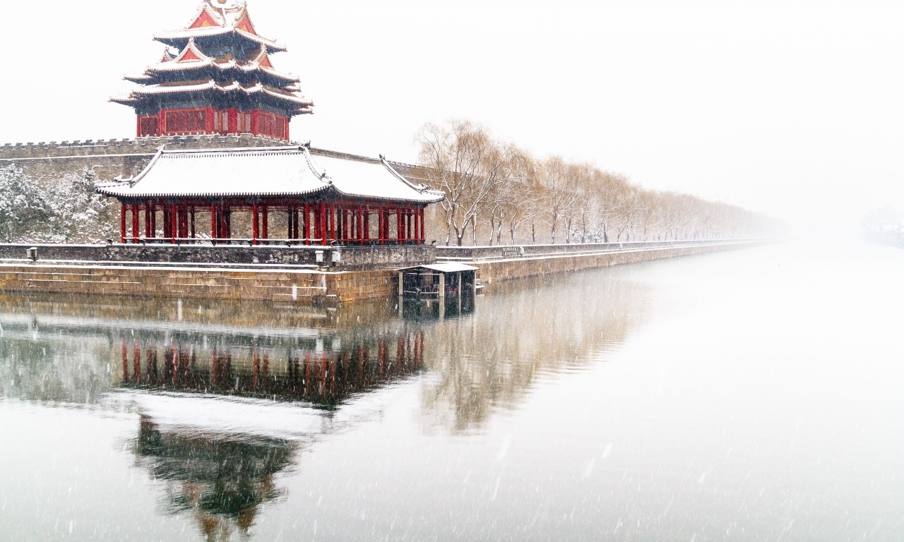 город, снег, пекин, beijing, китай