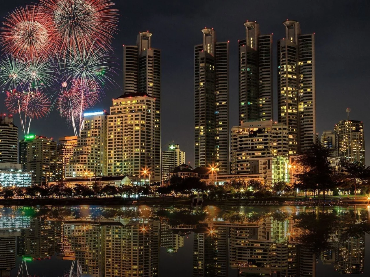 город, таиланд, бангкок, bangkok, ночь, фейерверк