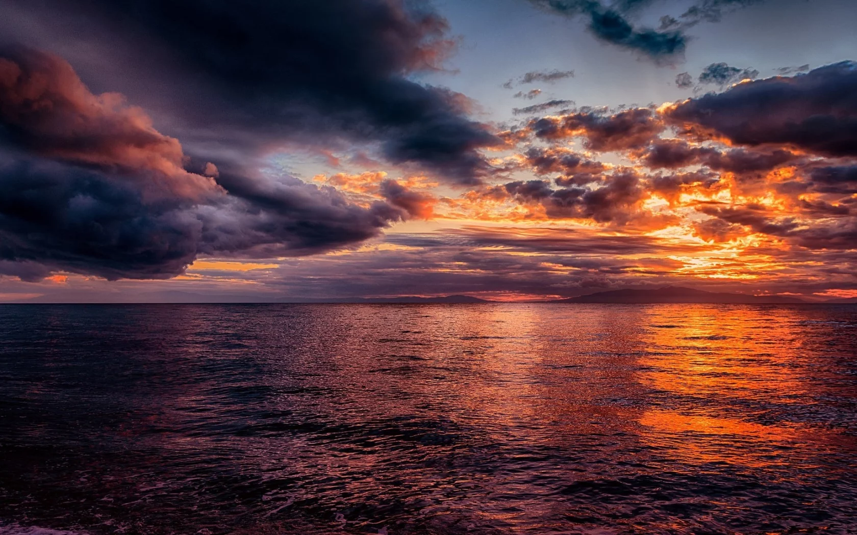 природа, море, облака, закат