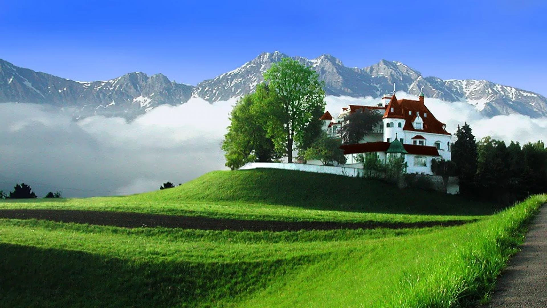 пейзаж, горы, домик, австрия, austria