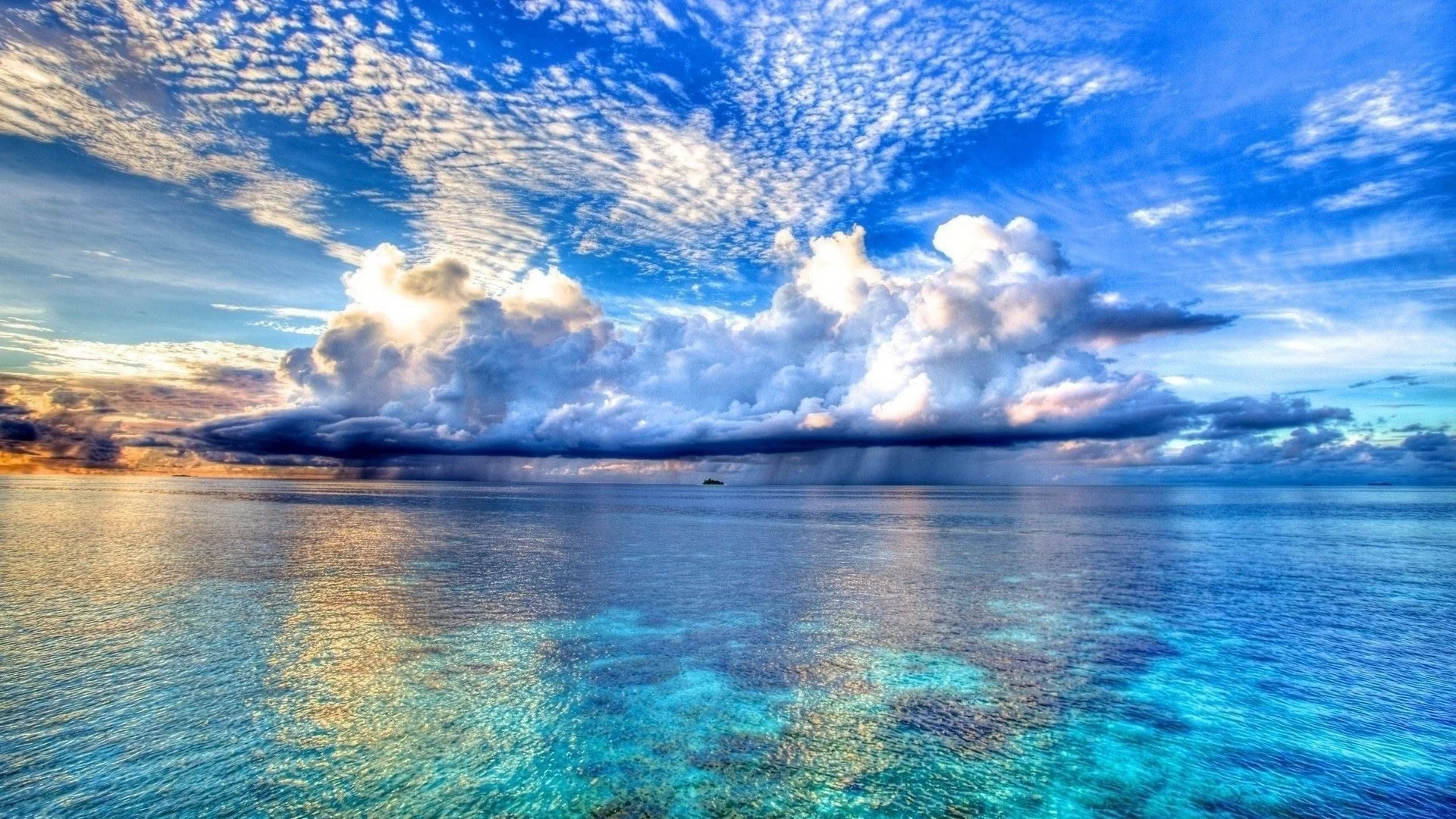 пейзаж, море, небо, облака