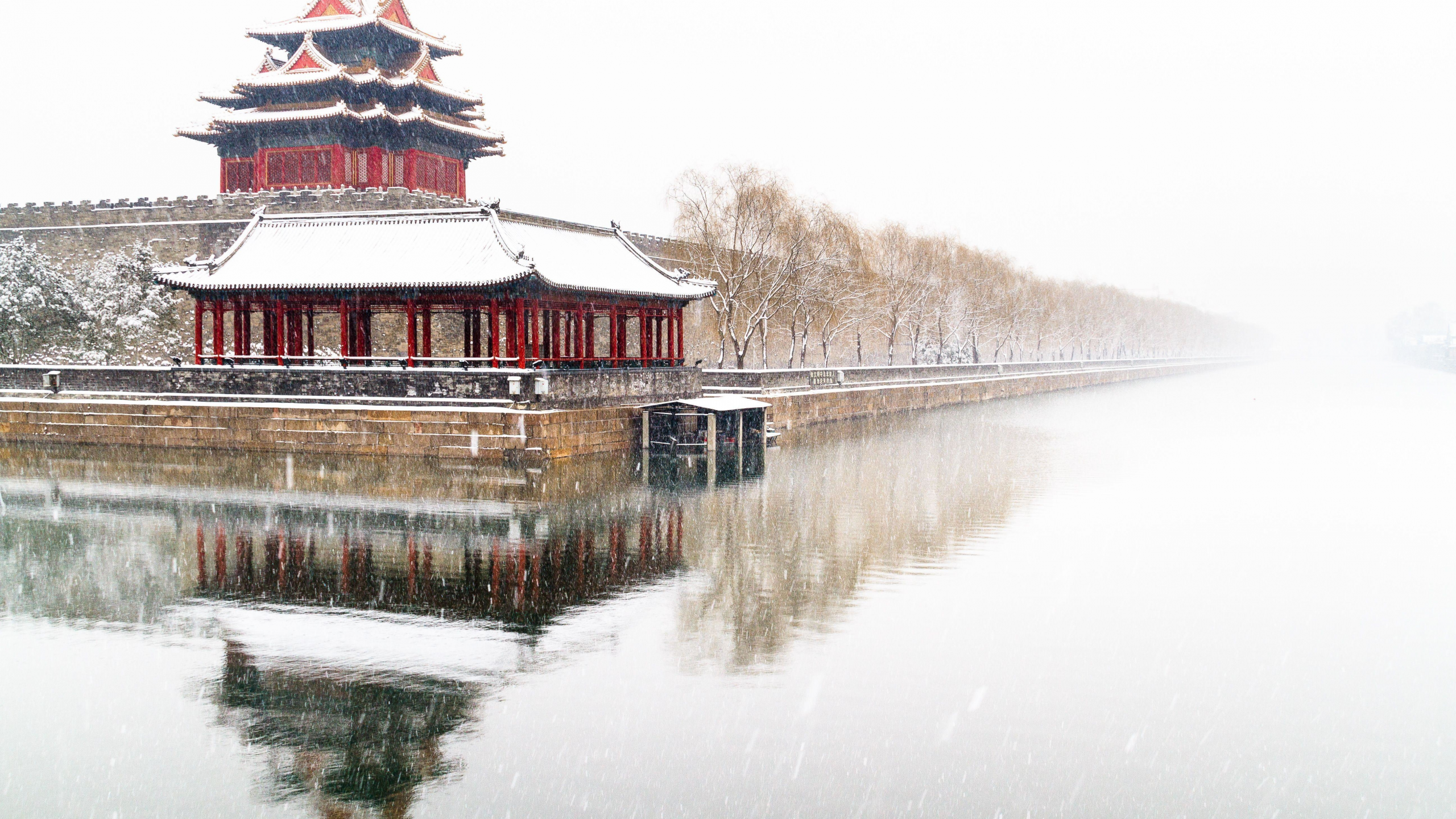 город, снег, пекин, beijing, китай