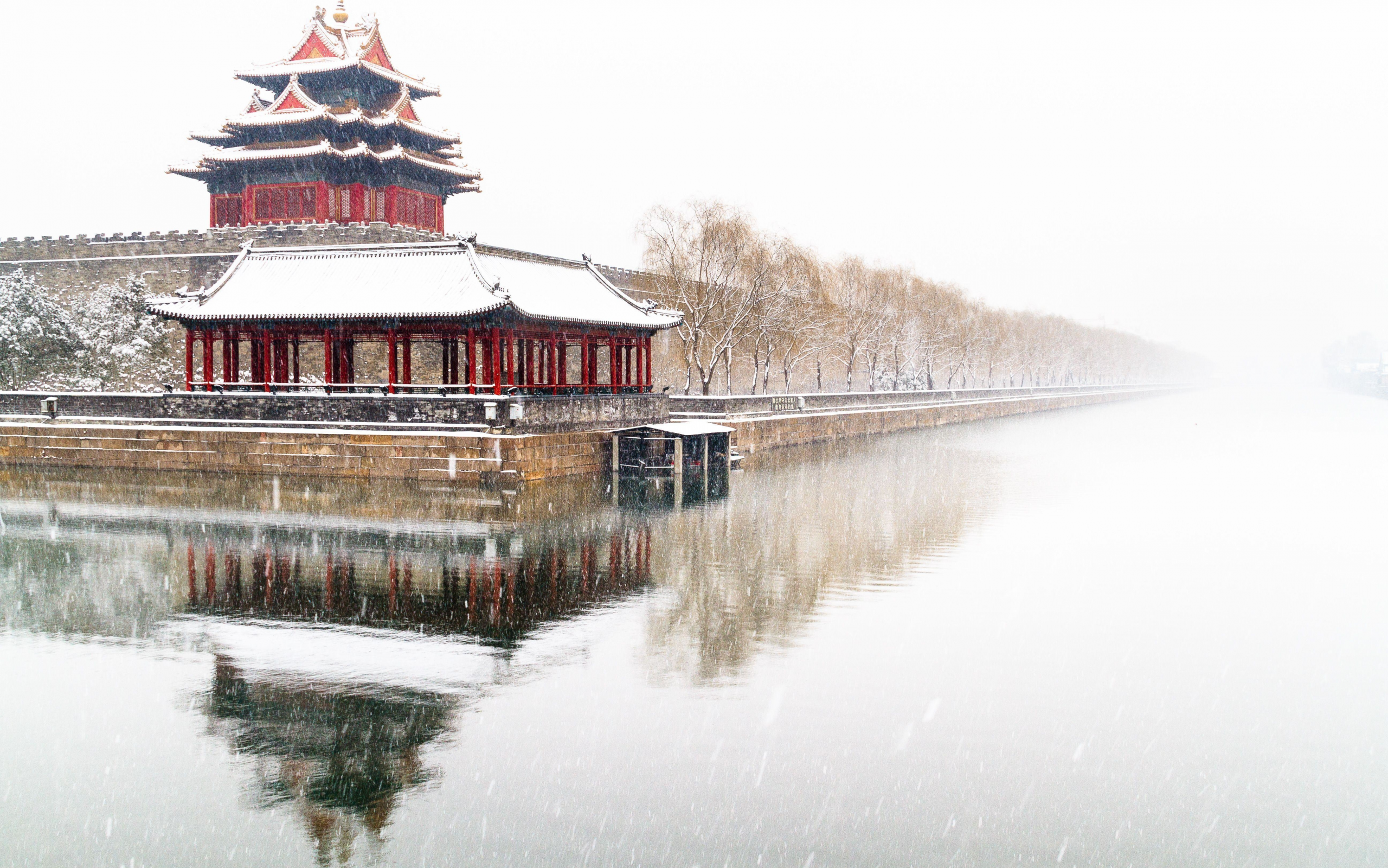 город, снег, пекин, beijing, китай