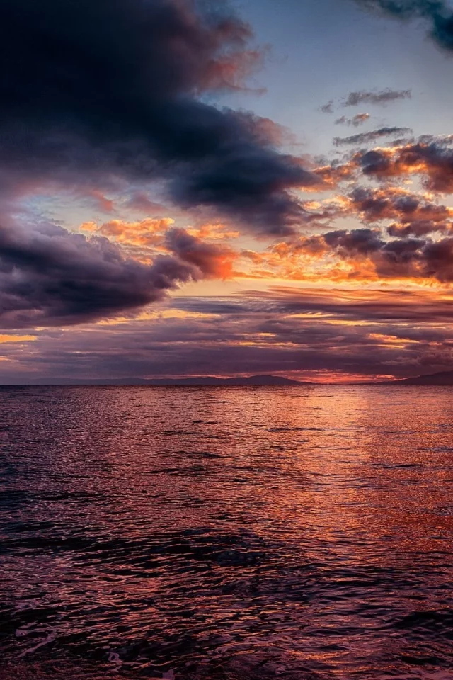 природа, море, облака, закат
