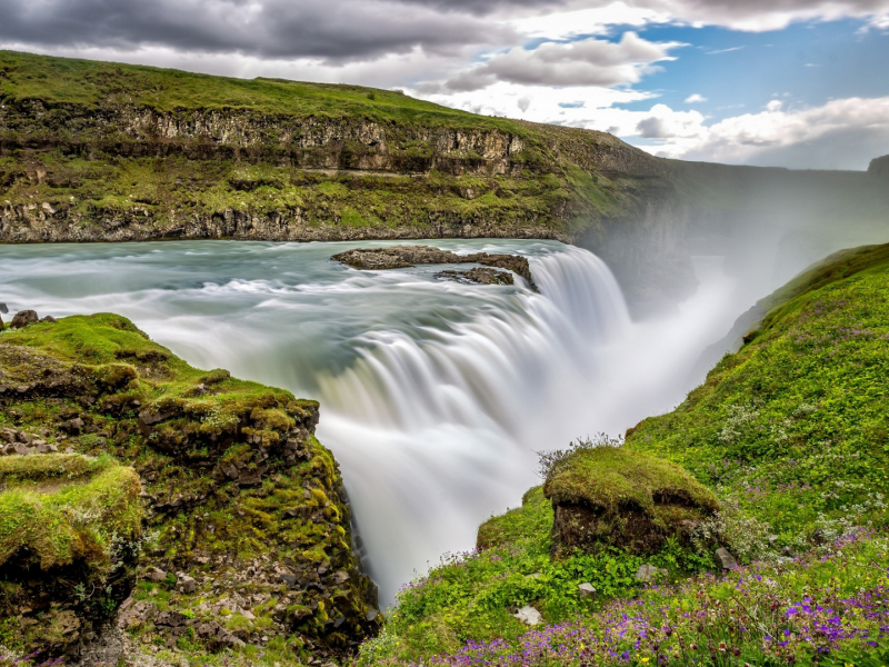 природа, исландия, горы, скалы, водопад