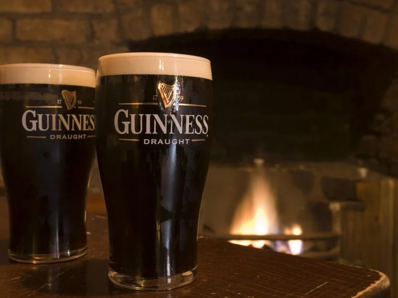 пиво, гиннесс, guinness, бокал, камин