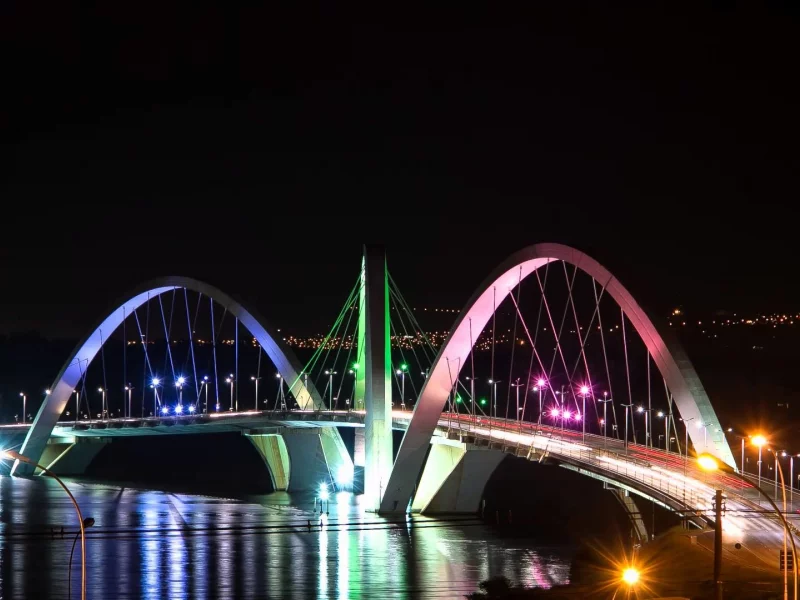 город, ночь, мост, бразилиа, brasilia