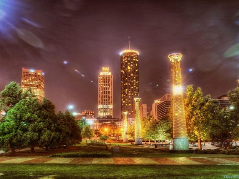 город, атланта, atlanta, ночь, огни