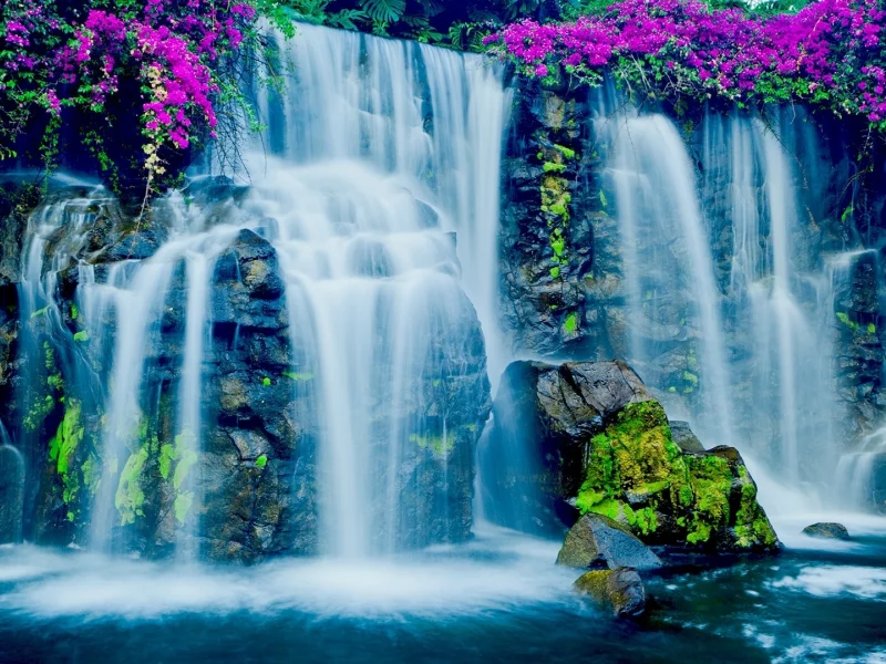 природа, скалы, водопад