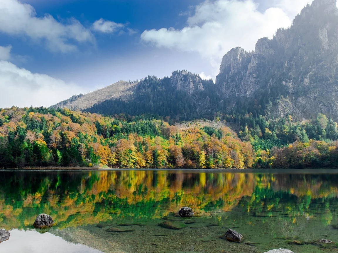 природа, горы, озеро, лес