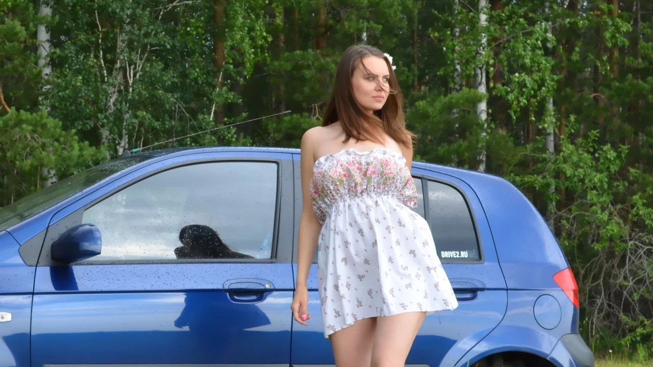 девушка, автомобиль
