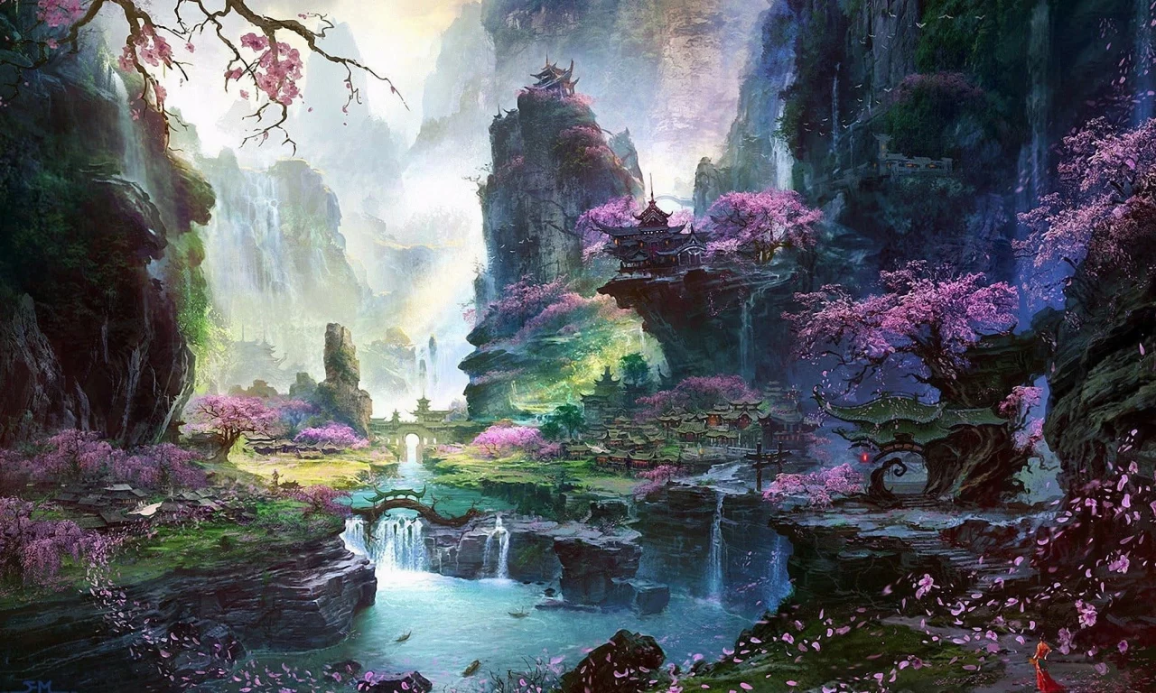 пейзаж, горы, долина, река