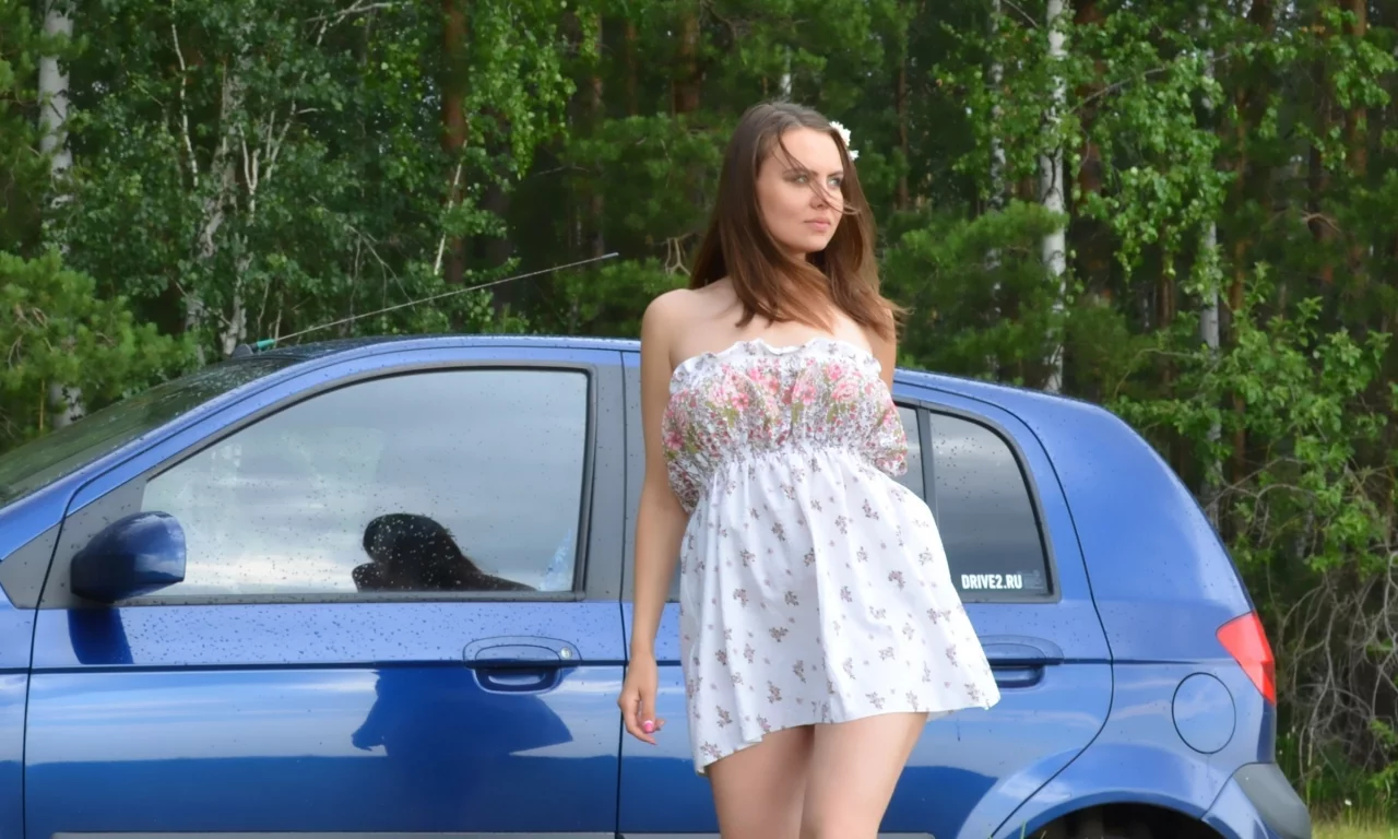девушка, автомобиль