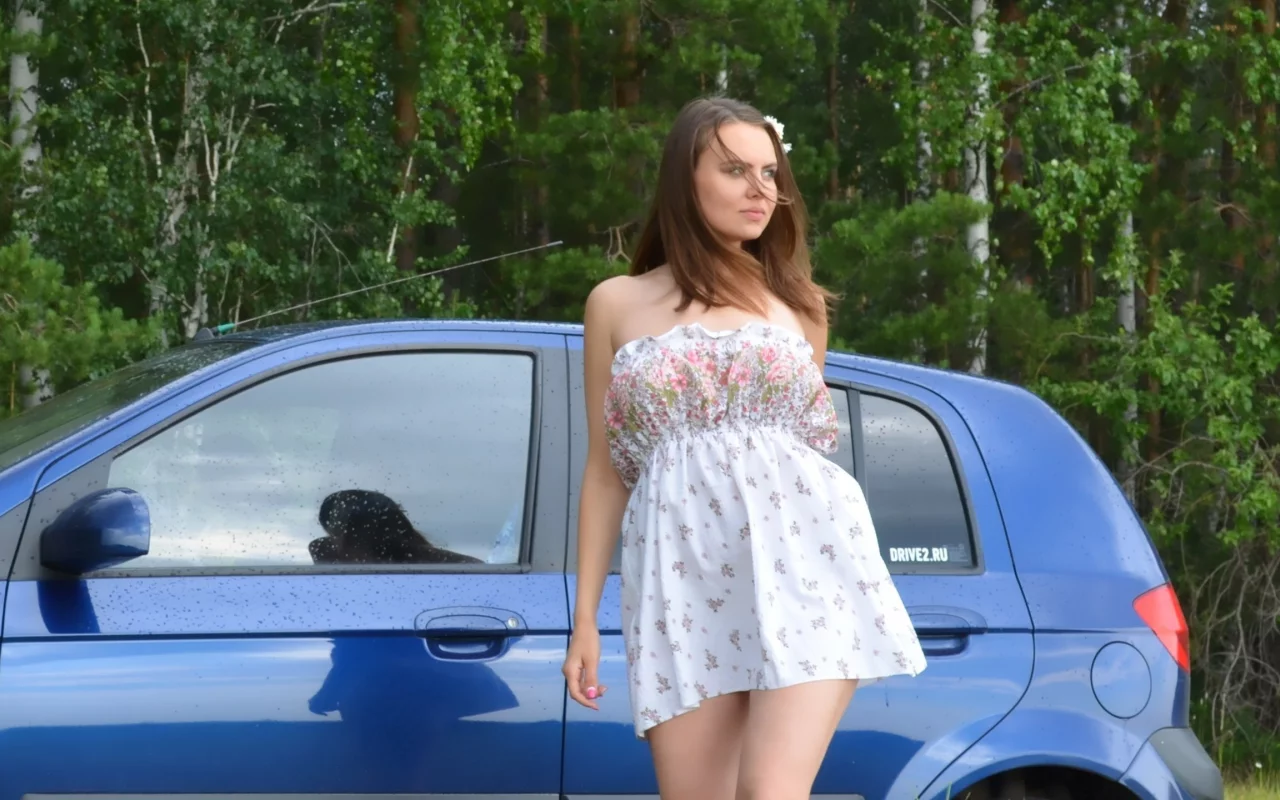 девушка, автомобиль
